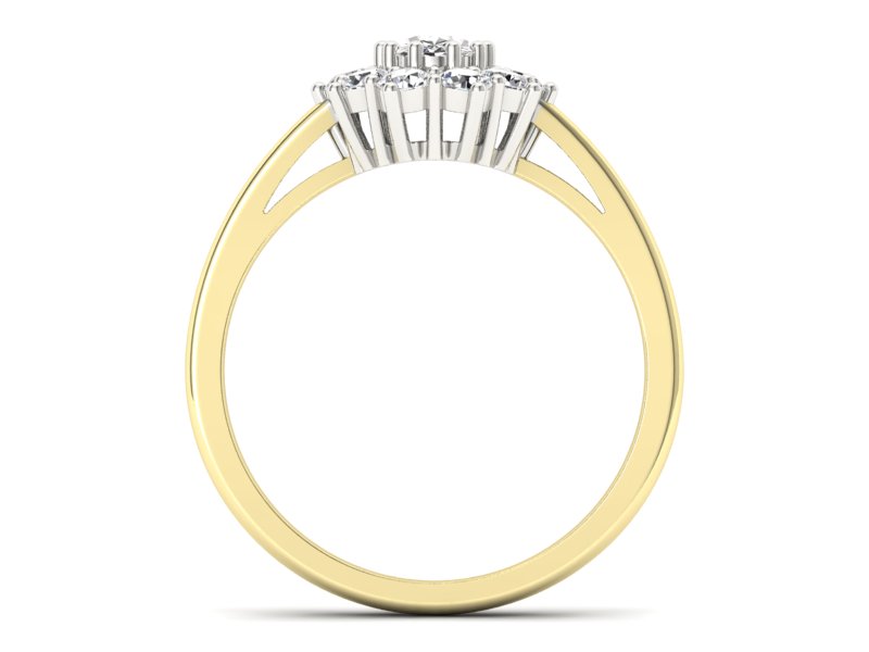 Pierścionek z diamentami białe i żółte złoto - p15089zb — zdjęcie 2