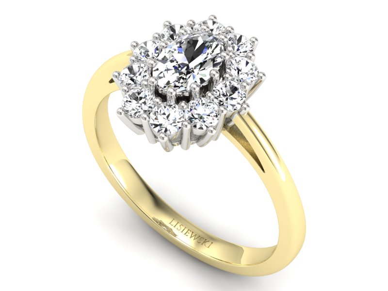 Pierścionek z diamentami białe i żółte złoto - p15089zb — zdjęcie 3