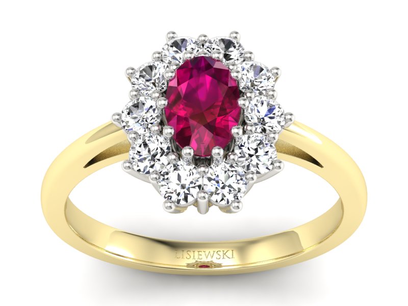 Pierścionek z rubinem i diamentami - p15089zbr