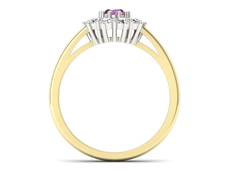 Pierścionek z rubinem i diamentami - p15089zbr — zdjęcie 2