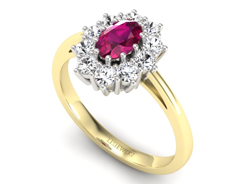 Pierścionek z rubinem i diamentami - p15089zbr — zdjęcie 3