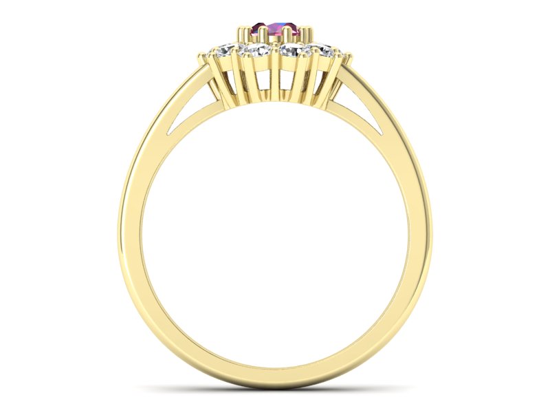 Pierścionek z rubinem i brylantami żółte złoto - p15089zr — zdjęcie 2