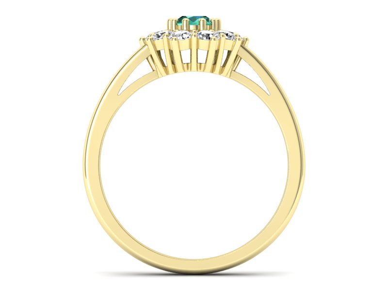 Złoty pierścionek ze szmaragdem i diamentami - P15089ZSM — zdjęcie 2