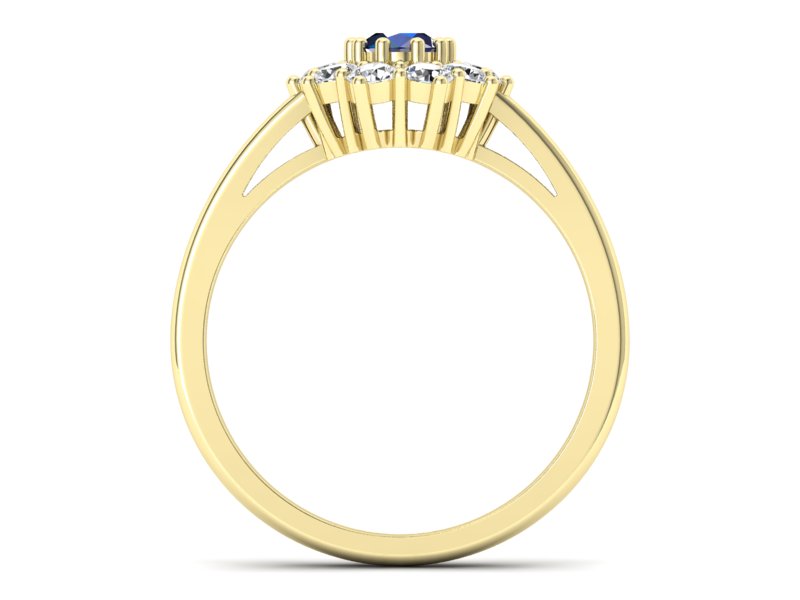 Pierścionek z szafirem i brylantami żółte złoto - p15089zsz — zdjęcie 2