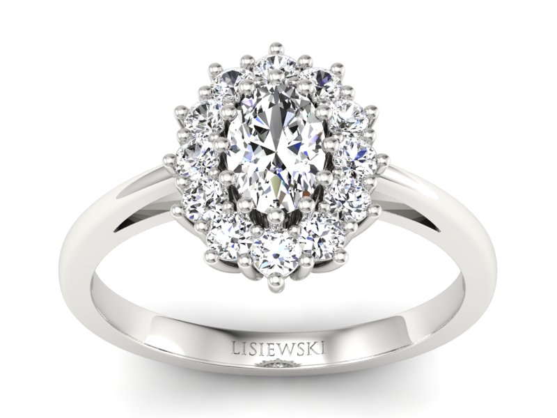 Pierścionek zaręczynowy z diamentami białe złoto - p15090b