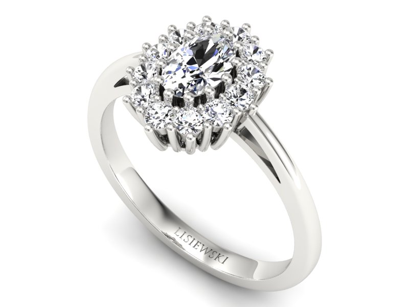 Pierścionek zaręczynowy z diamentami białe złoto - p15090b — zdjęcie 3