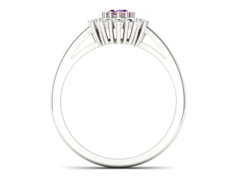 Pierścionek z rubinem i brylantami białe złoto - p15090br — zdjęcie 2