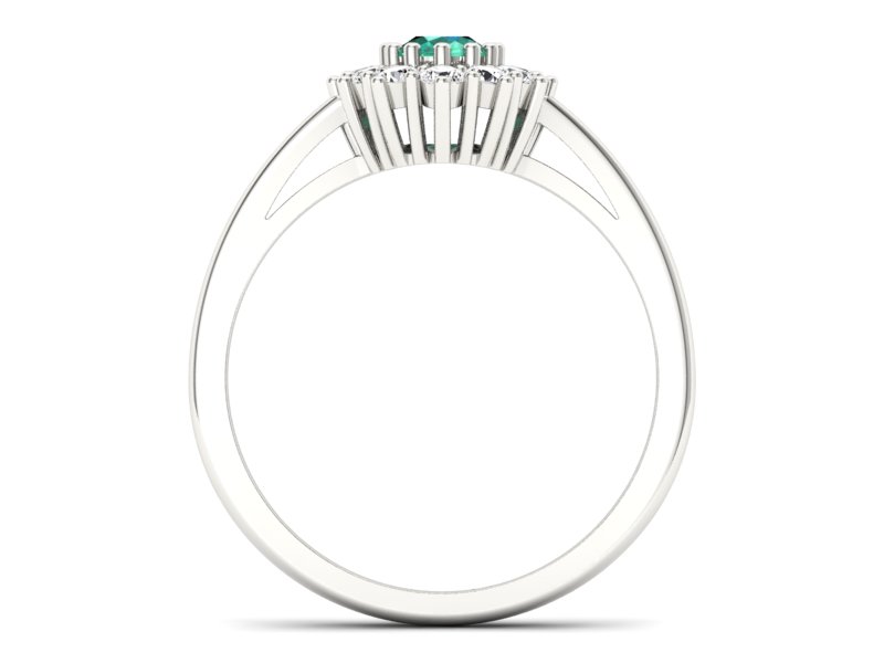 Złoty pierścionek ze szmaragdem i brylantami - p15090bsm — zdjęcie 2