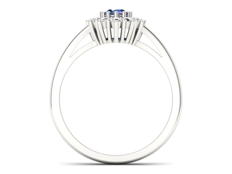 Pierścionek z szafirem i brylantami białe złoto - p15090bsz — zdjęcie 2