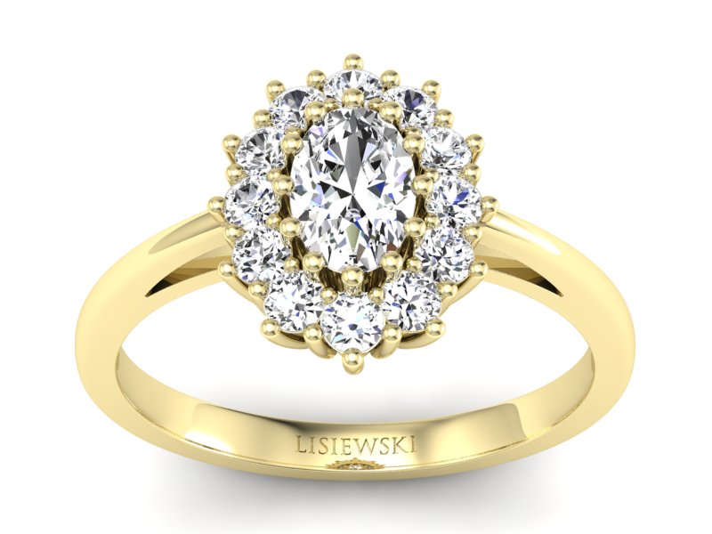 Złoty pierścionek z diamentami żółte złoto - p15090z