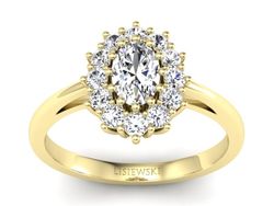 Złoty pierścionek z diamentami żółte złoto - p15090z