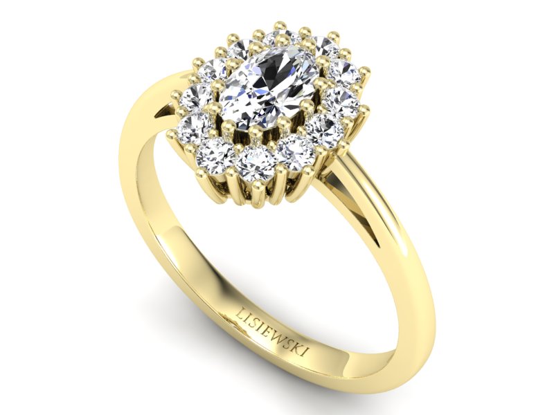 Złoty pierścionek z diamentami żółte złoto - p15090z — zdjęcie 3