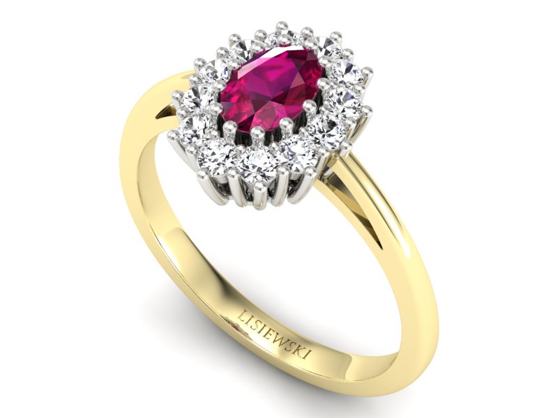 Pierścionek z rubinem i brylantami - p15090zbr — zdjęcie 3