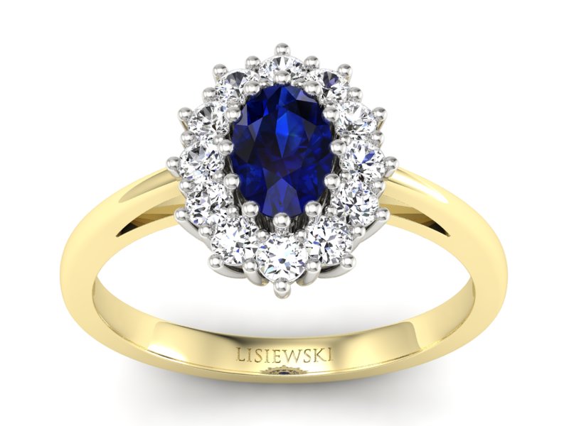 Pierścionek z szafirem i brylantami - p15090zbsz