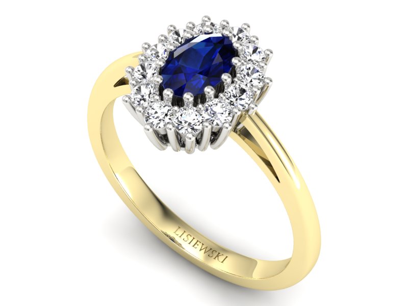 Pierścionek z szafirem i brylantami - p15090zbsz — zdjęcie 3