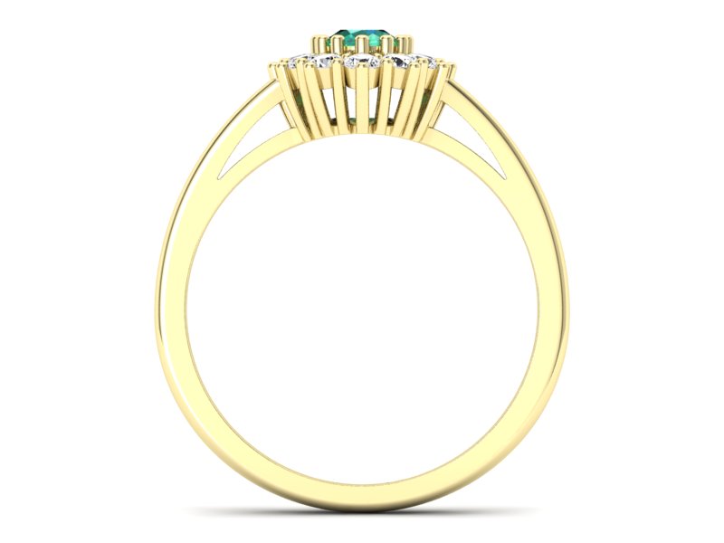Złoty pierścionek ze szmaragdem i brylantami - P15090ZSM — zdjęcie 2