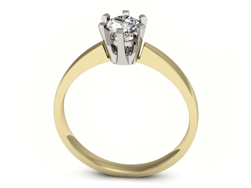 Pierścionek z diamentem żółte i białe złoto - p15093zb — zdjęcie 3