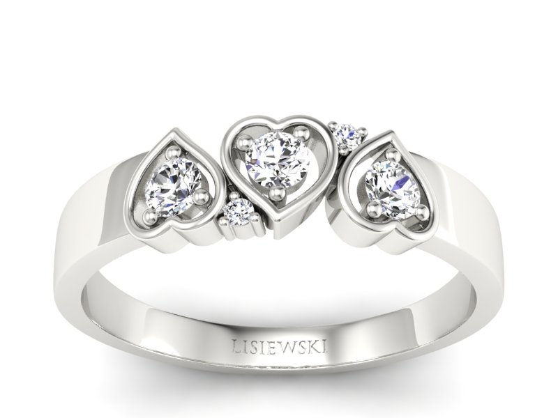 Złoty pierścionek z brylantami białe złoto - P15094B