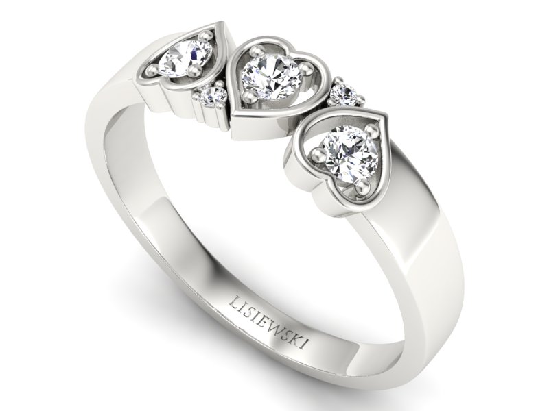 Złoty pierścionek z brylantami białe złoto - P15094B — zdjęcie 3