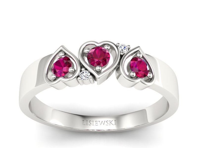 Pierścionek zaręczynowy z rubinami i brylantami - p15094br