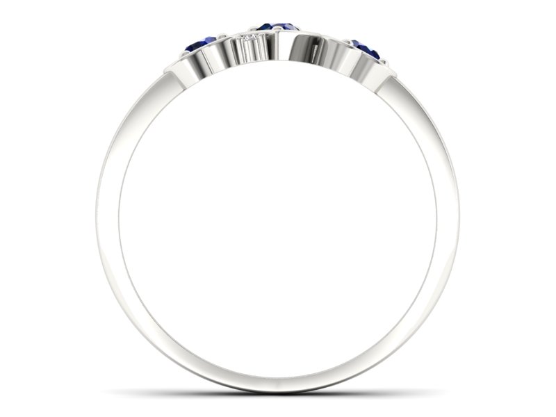 Pierścionek zaręczynowy z szafirami i brylantami - p15094bsz — zdjęcie 2
