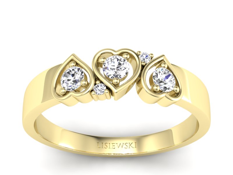 Pierścionek zaręczynowy z brylantami żółte złoto - P15094Z