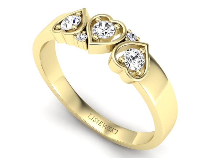 Pierścionek zaręczynowy z brylantami żółte złoto - P15094Z — zdjęcie 3