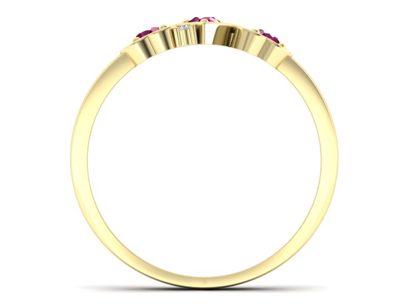 Złoty pierścionek z rubinami i brylantami - p15094zr — zdjęcie 2