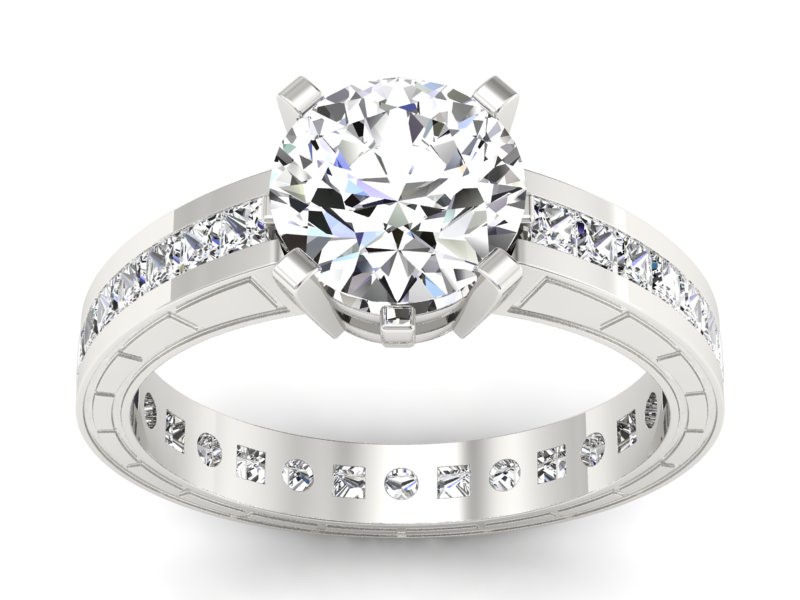 Złoty pierścionek z diamentami białe złoto - P15095B