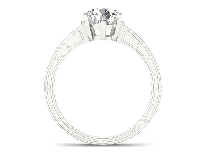 Złoty pierścionek z diamentami białe złoto - P15095B — zdjęcie 2