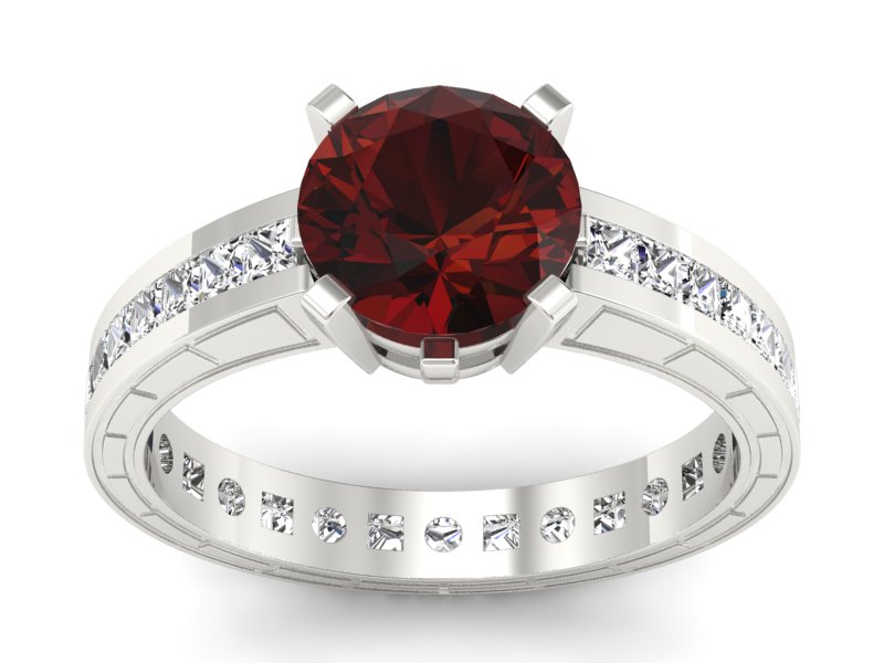 Pierścionek z granatem i diamentami - p15095bgr