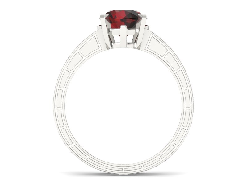 Pierścionek z granatem i diamentami - p15095bgr — zdjęcie 2