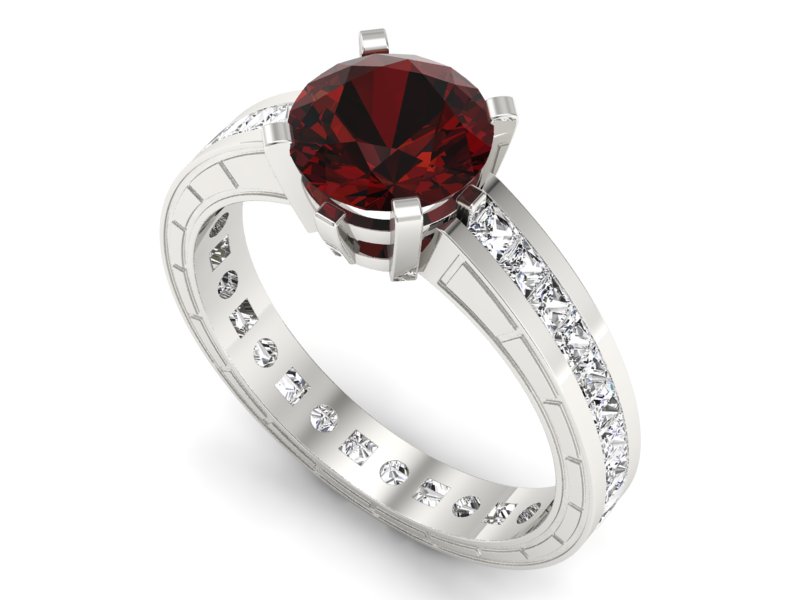 Pierścionek z granatem i diamentami - p15095bgr — zdjęcie 3