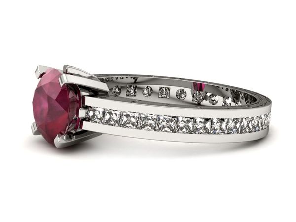 Pierścionek z rubinem i diamentami rubin princessa - p15095br