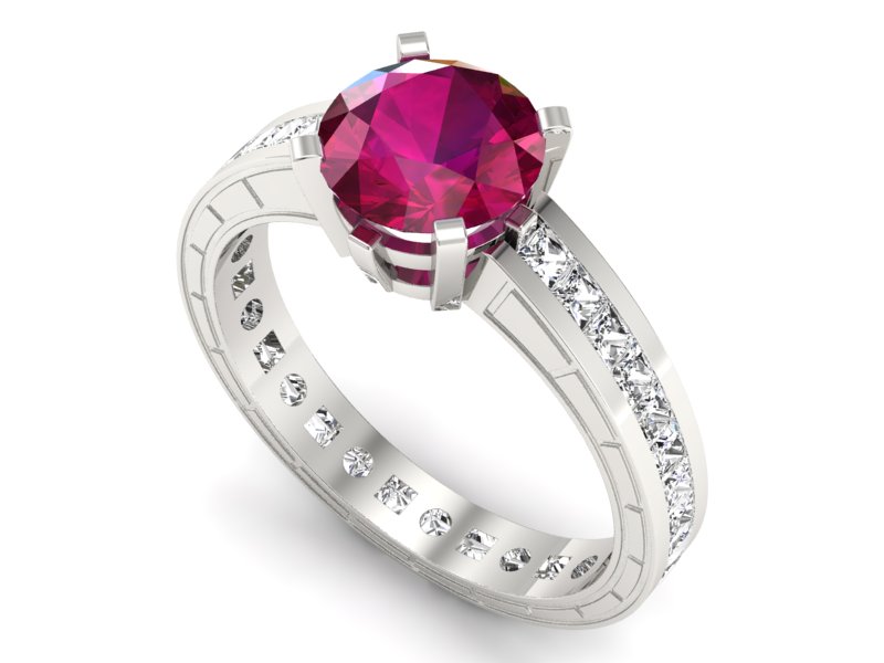 Pierścionek z rubinem i diamentami - p15095br — zdjęcie 3