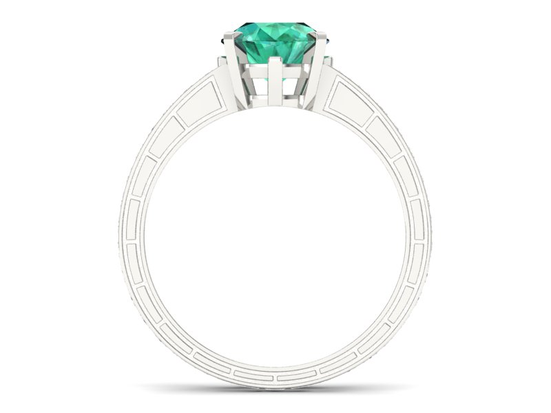 Pierścionek zaręczynowy ze szmaragdem - p15095bsm — zdjęcie 2