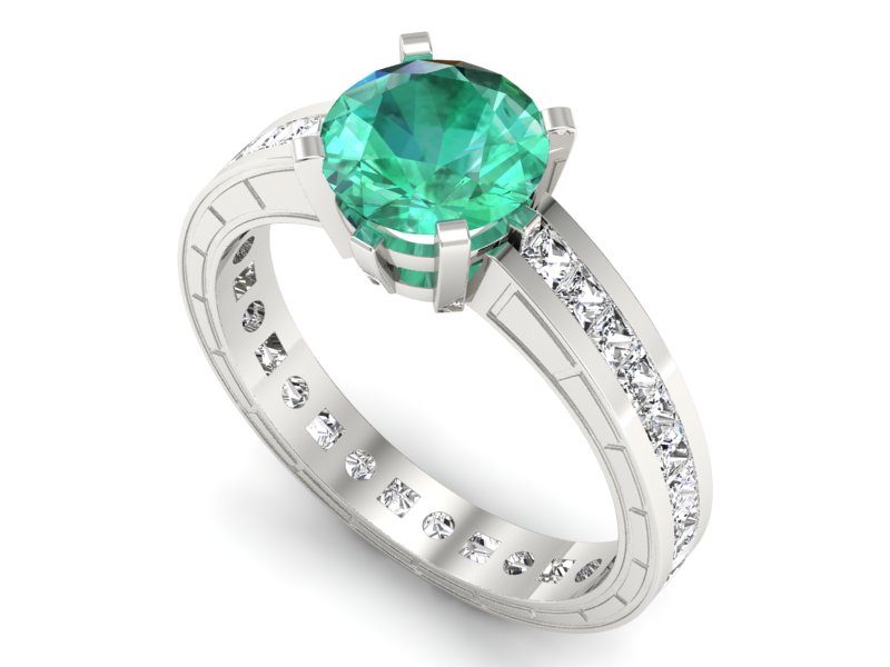 Pierścionek zaręczynowy ze szmaragdem - p15095bsm — zdjęcie 3