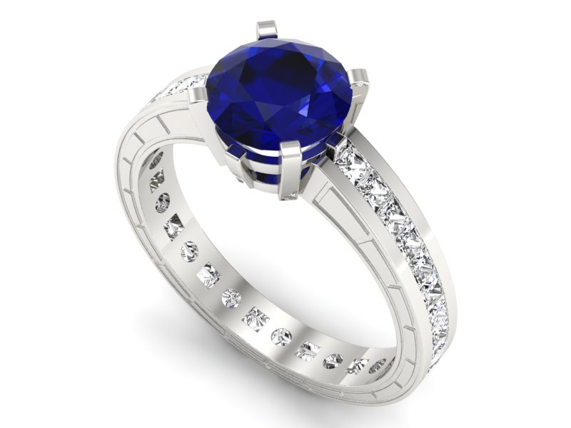 Złoty pierścionek ze spinelem i diamentami - p15095bsp — zdjęcie 3