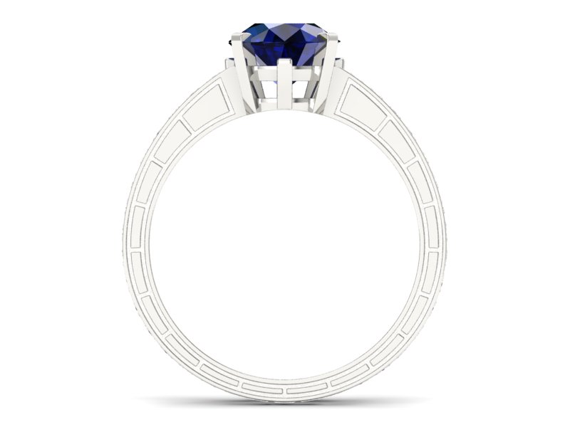 Złoty pierścionek z szafirem i diamentami - p15095bsz — zdjęcie 2