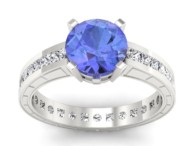 Pierścionek zaręczynowy z tanzanitem i diamentami - p15095bt