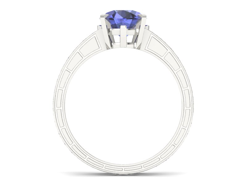 Pierścionek zaręczynowy z tanzanitem i diamentami - p15095bt — zdjęcie 2