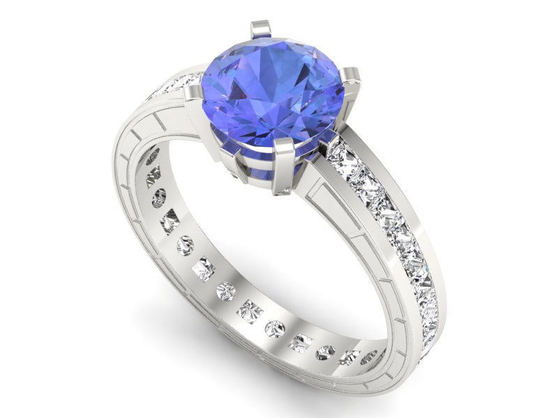 Pierścionek zaręczynowy z tanzanitem i diamentami - p15095bt — zdjęcie 3