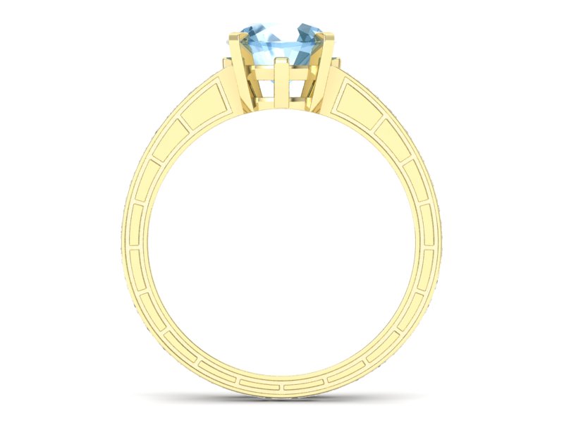 Pierścionek z topazem i diamentami żółte złoto - p15095za — zdjęcie 2