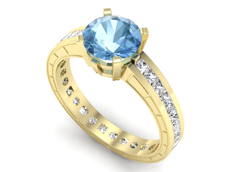 Pierścionek z topazem i diamentami żółte złoto - p15095za — zdjęcie 3