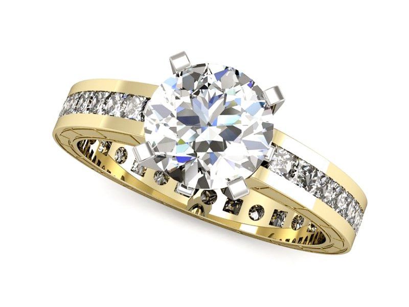 Pierścionek zaręczynowy z diamentami żółte białe złoto 585 - p15095zb