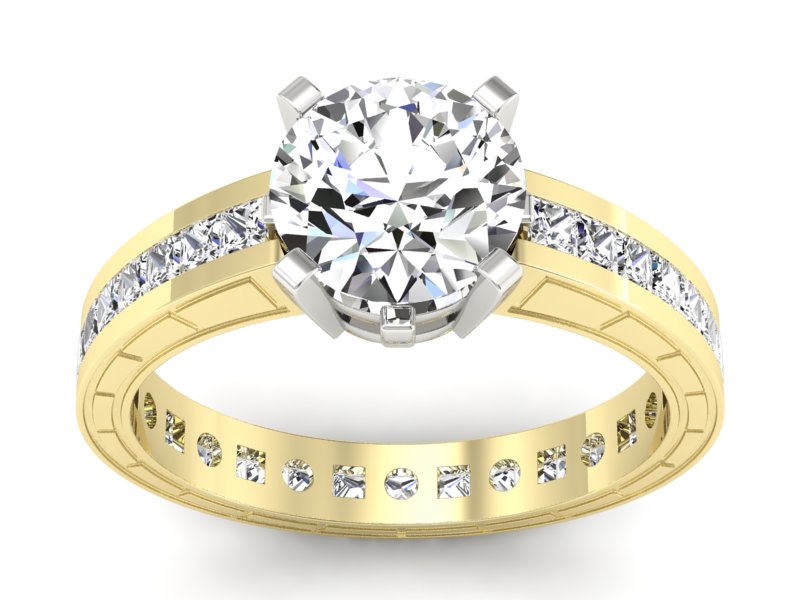 Pierścionek z diamentami żółte i białe złoto - p15095zb