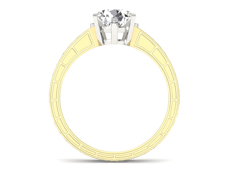 Pierścionek z diamentami żółte i białe złoto - p15095zb — zdjęcie 2