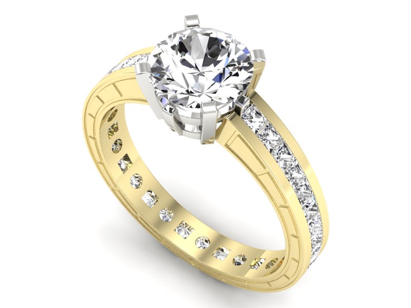 Pierścionek z diamentami żółte i białe złoto - p15095zb — zdjęcie 3