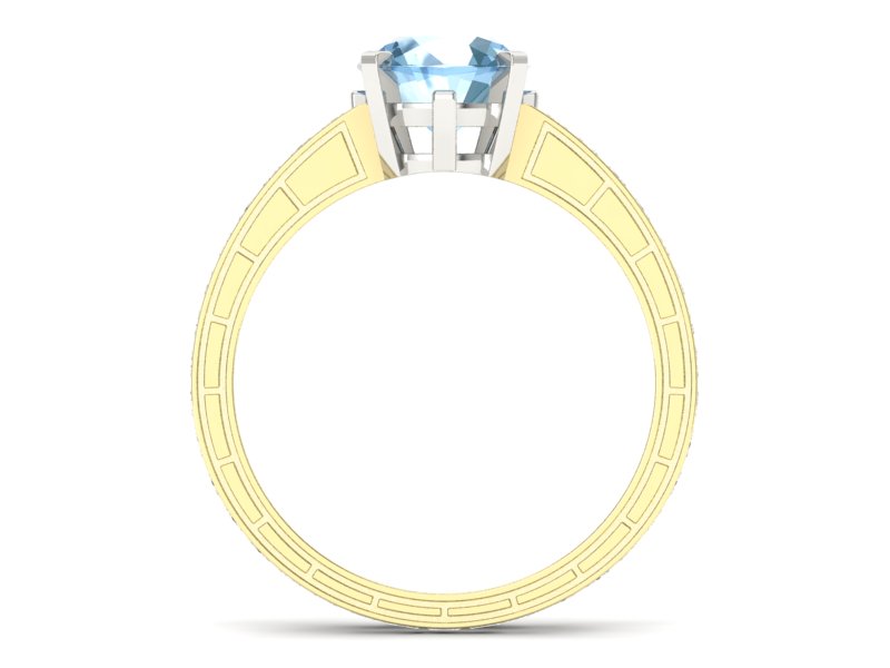 Pierścionek z topazem princessa i brylantami - p15095zba — zdjęcie 2