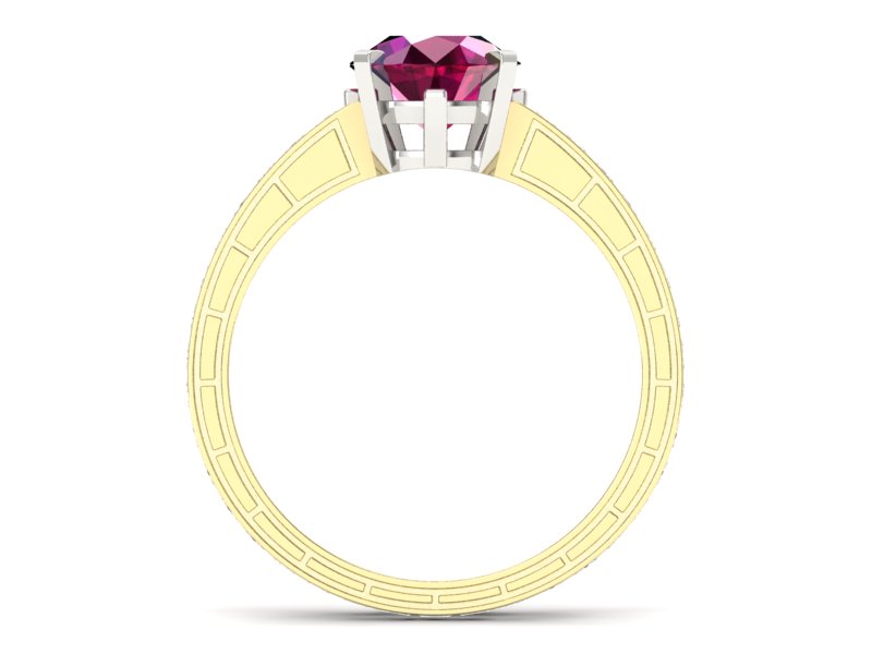 Złoty pierścionek z rubinem i diamentami - p15095zbr — zdjęcie 2